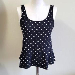 Black & White Polka Dot Peplum Tank from Express Size L